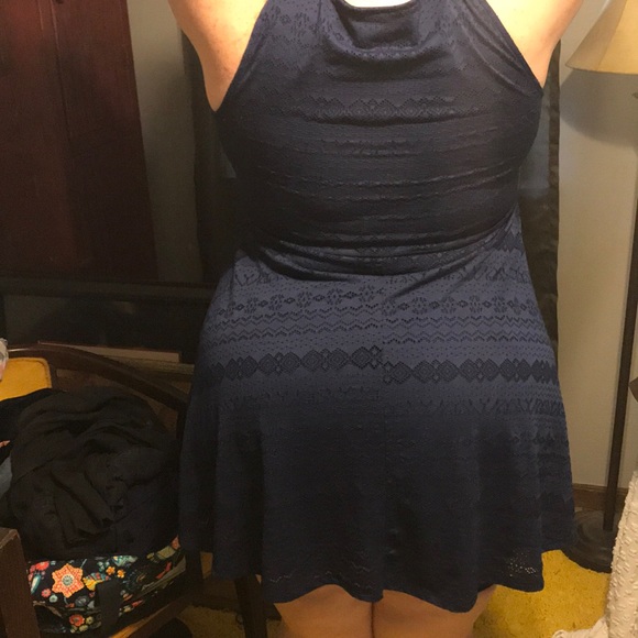 Navy stretch lace fit & Flare dress size 2/3 XL - Picture 2 of 3